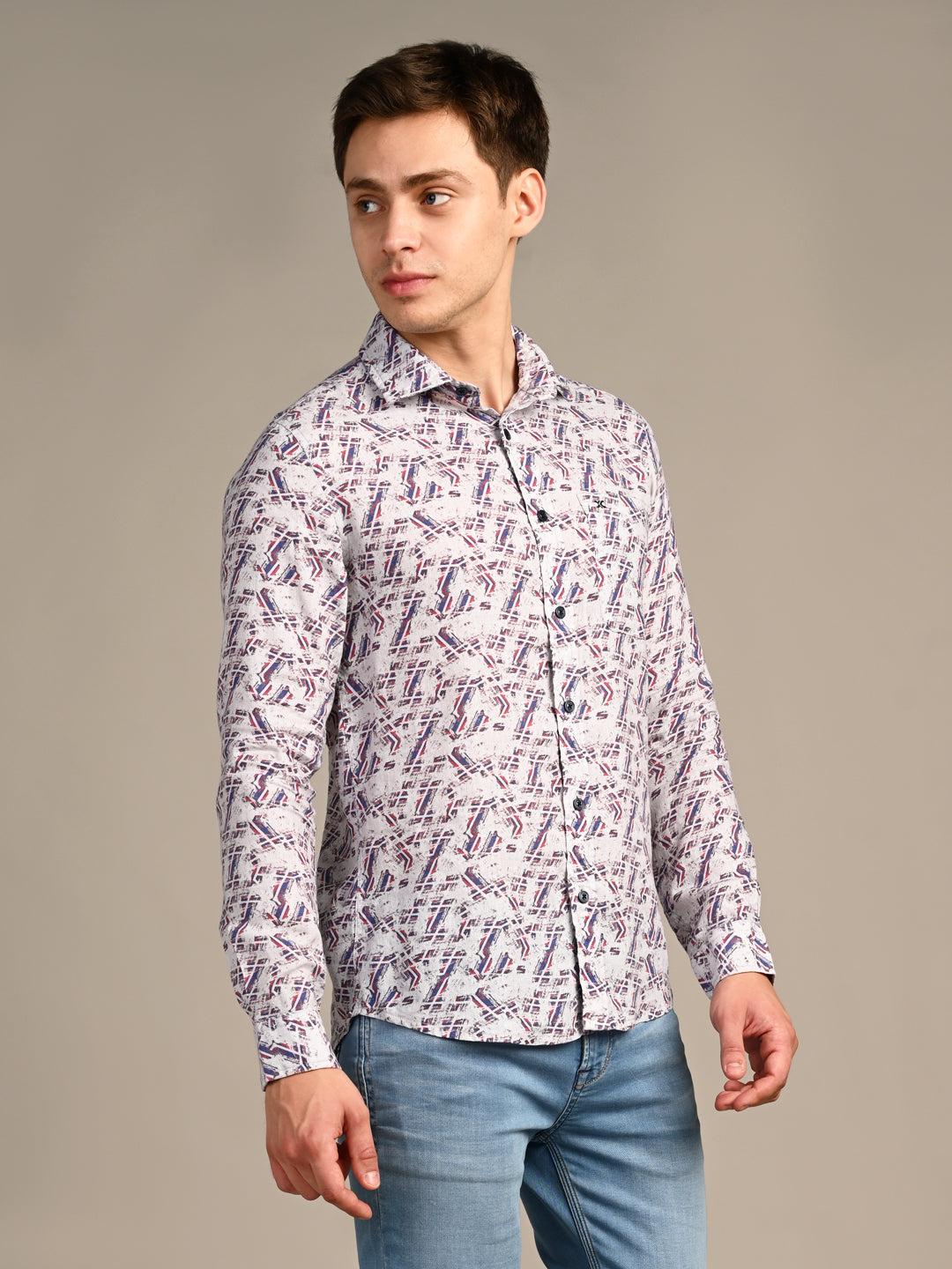 Killer Men Maroon Printed Straight Fit Shirts