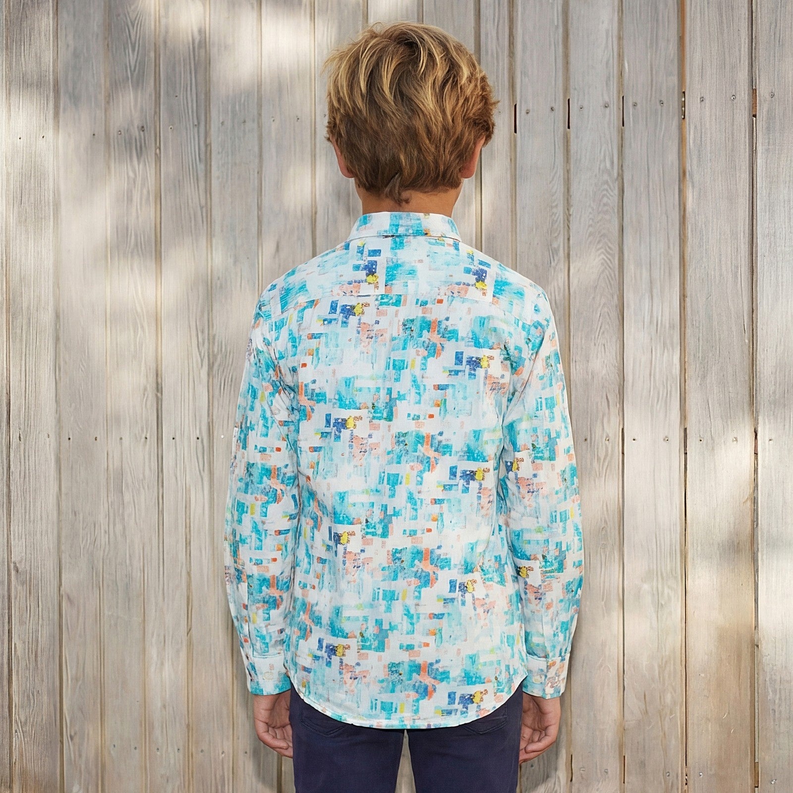 Kid's Blue Regular Fit Printed Shirts