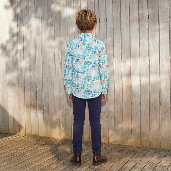 Kid's Blue Regular Fit Printed Shirts