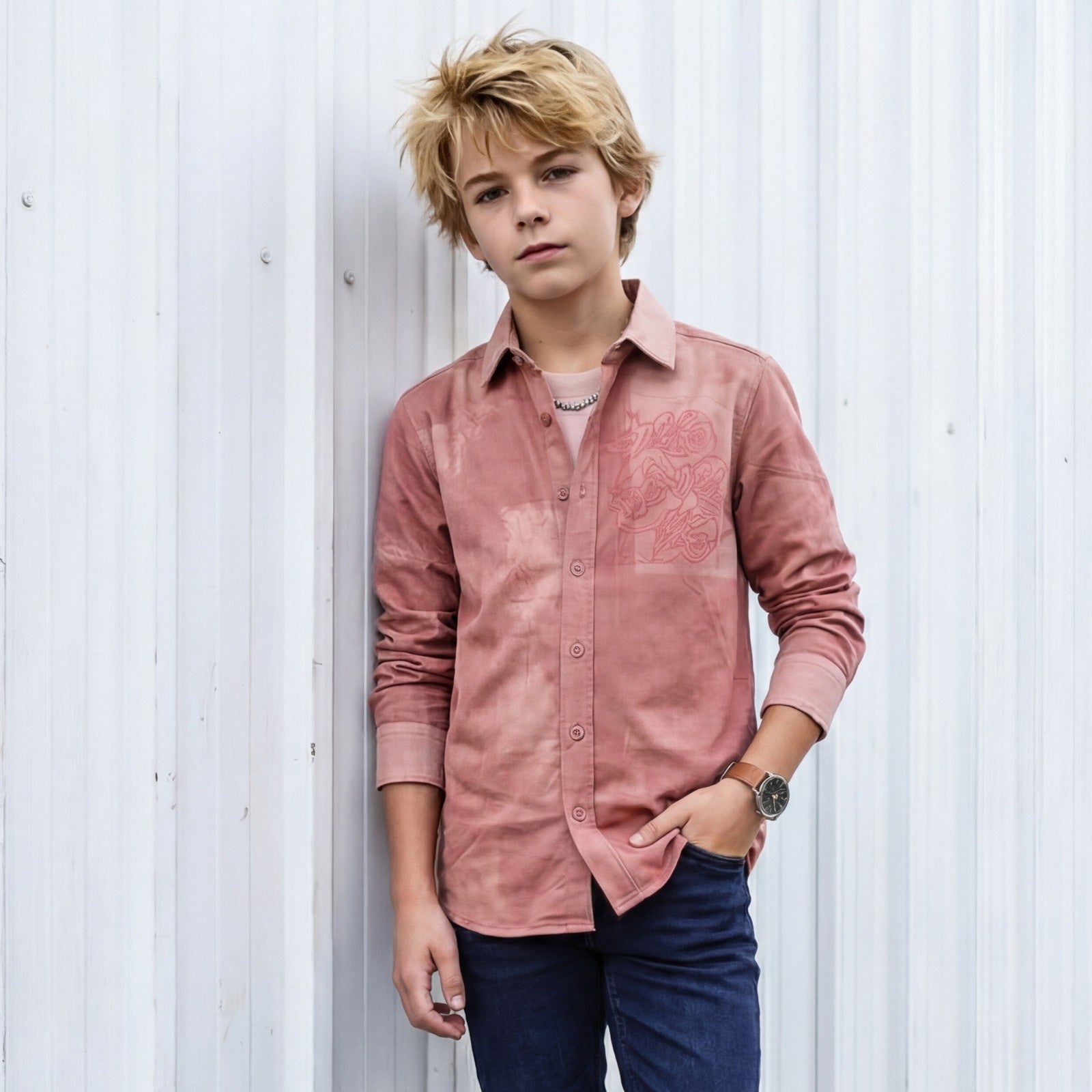 Kid's Peach Regular Fit Shirts