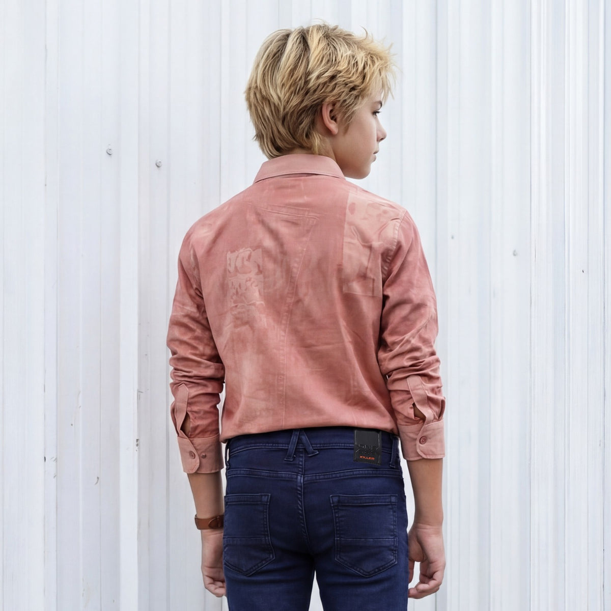 Kid's Peach Regular Fit Shirts