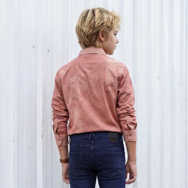 Kid's Peach Regular Fit Shirts