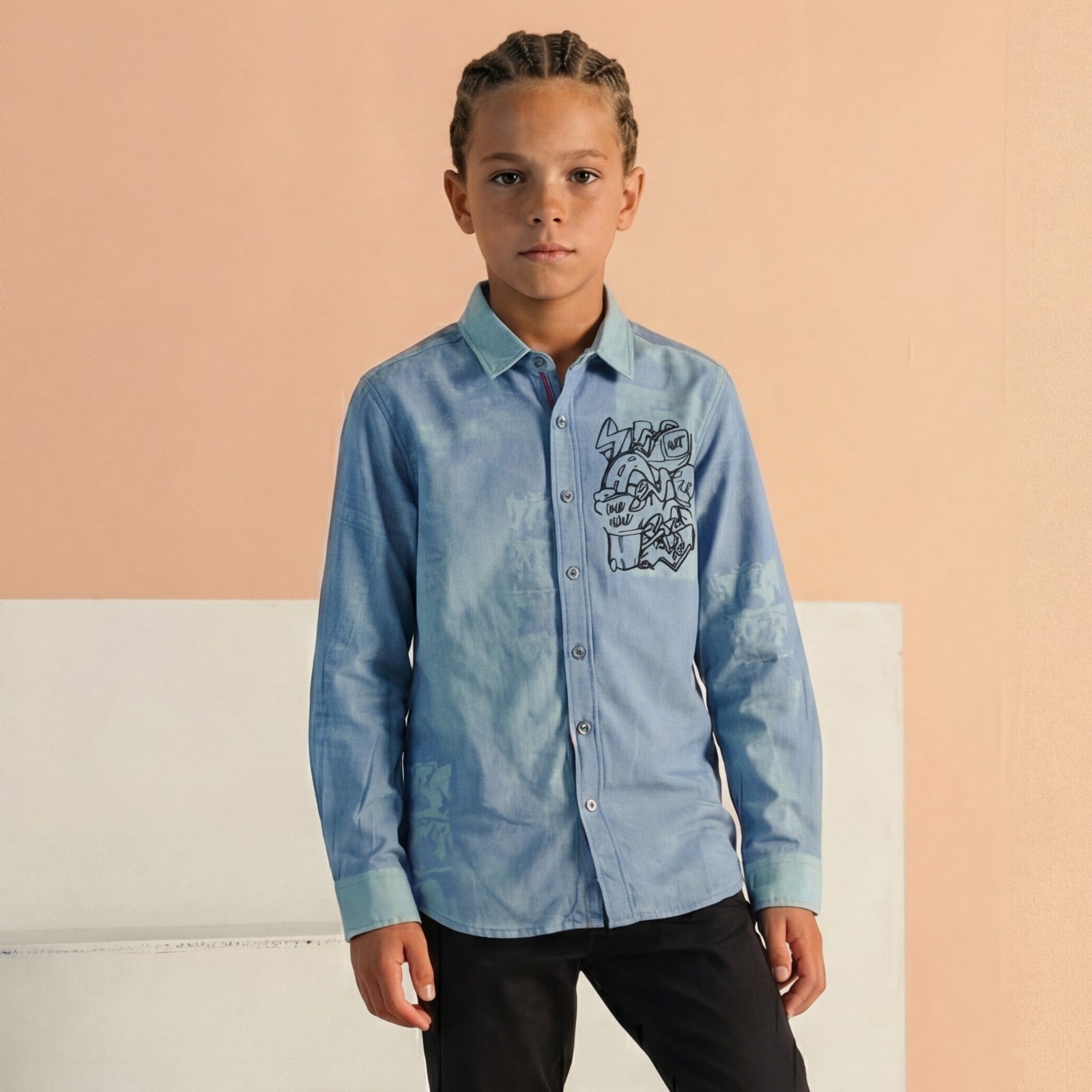 Kid's Light Blue Regular Fit Shirts