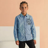 Kid's Light Blue Regular Fit Shirts