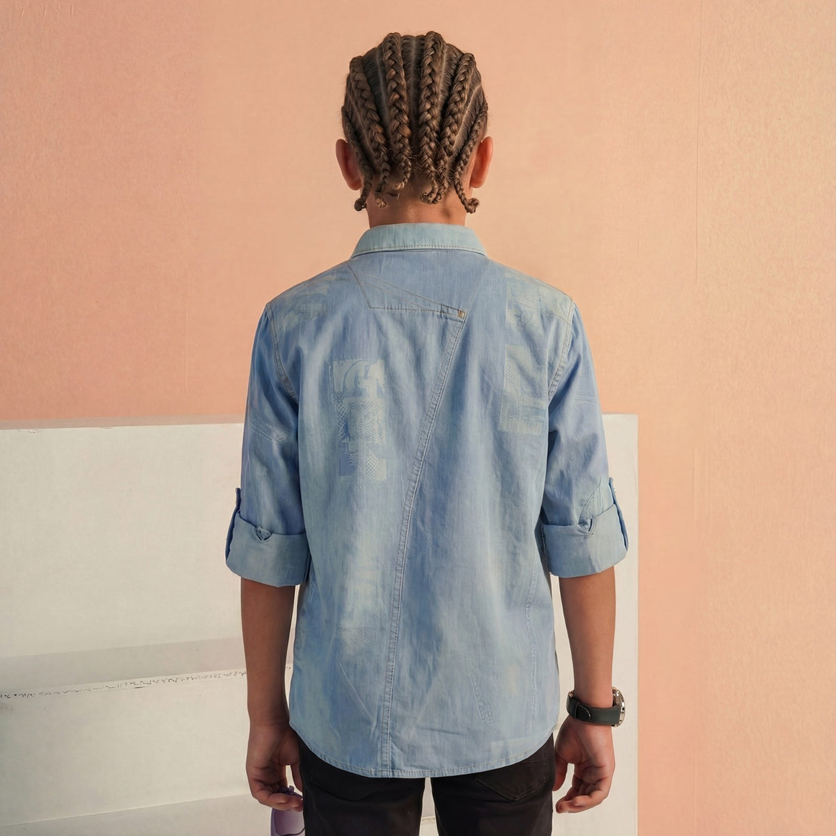 Kid's Light Blue Regular Fit Shirts