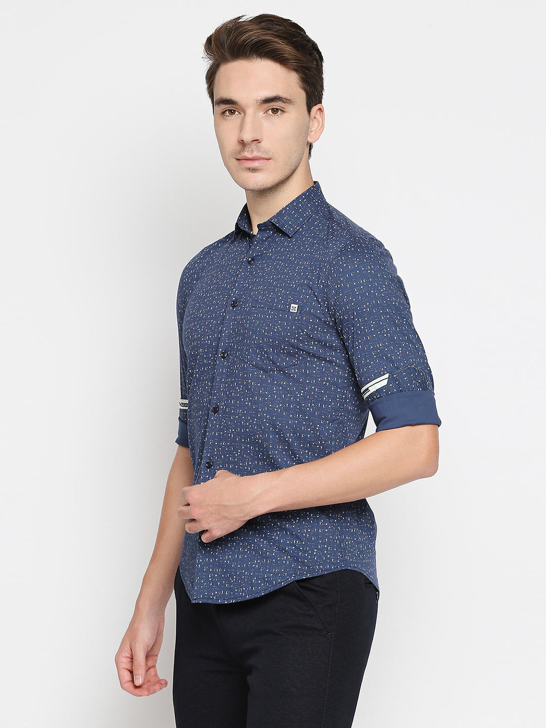 Killer Slim Fit Printed Navy Shirts