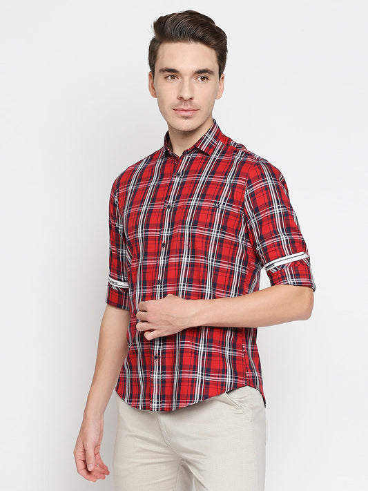 Killer Slim Fit Check Red Shirts