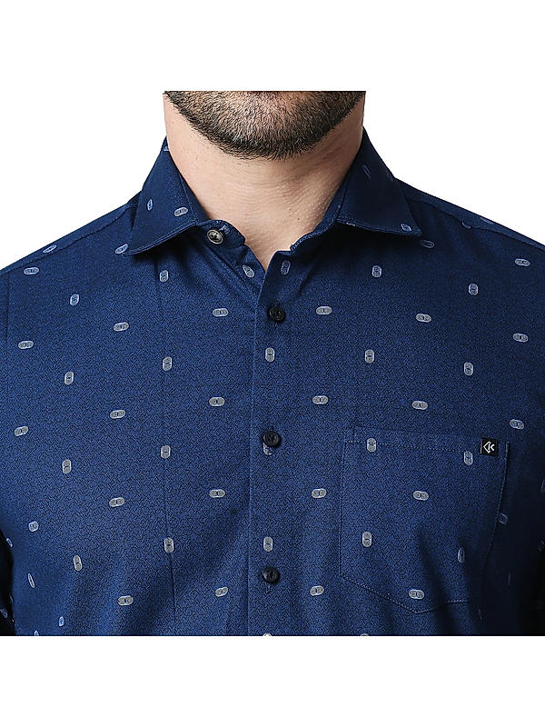 Killer Blue Slim Fit Collar Printed Shirts