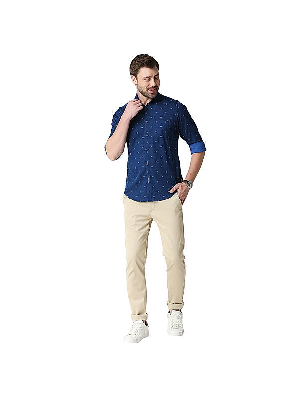Killer Blue Slim Fit Collar Printed Shirts