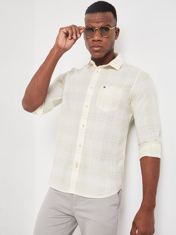 Killer Men Light Green Checks Slim Fit Shirts