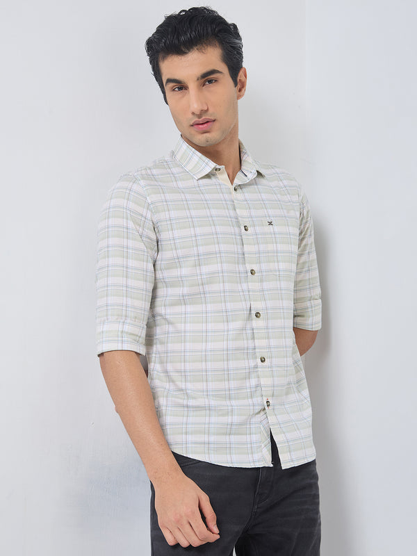 Killer Men Light Green Checks Slim Fit Shirts
