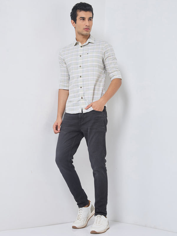 Killer Men Light Green Checks Slim Fit Shirts