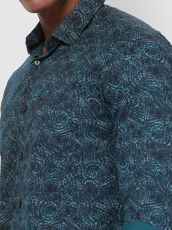 Killer Men Green Printed Slim Fit Shirts