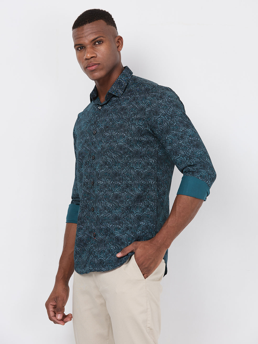 Killer Men Green Printed Slim Fit Shirts