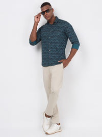 Killer Men Green Printed Slim Fit Shirts