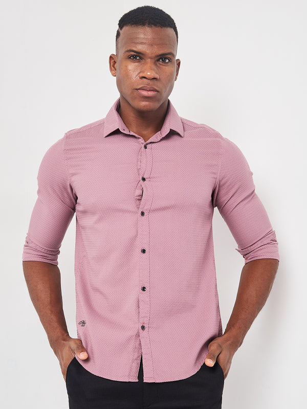 Killer Men Pink Solid Slim Fit Shirts