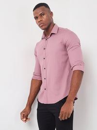 Killer Men Pink Solid Slim Fit Shirts