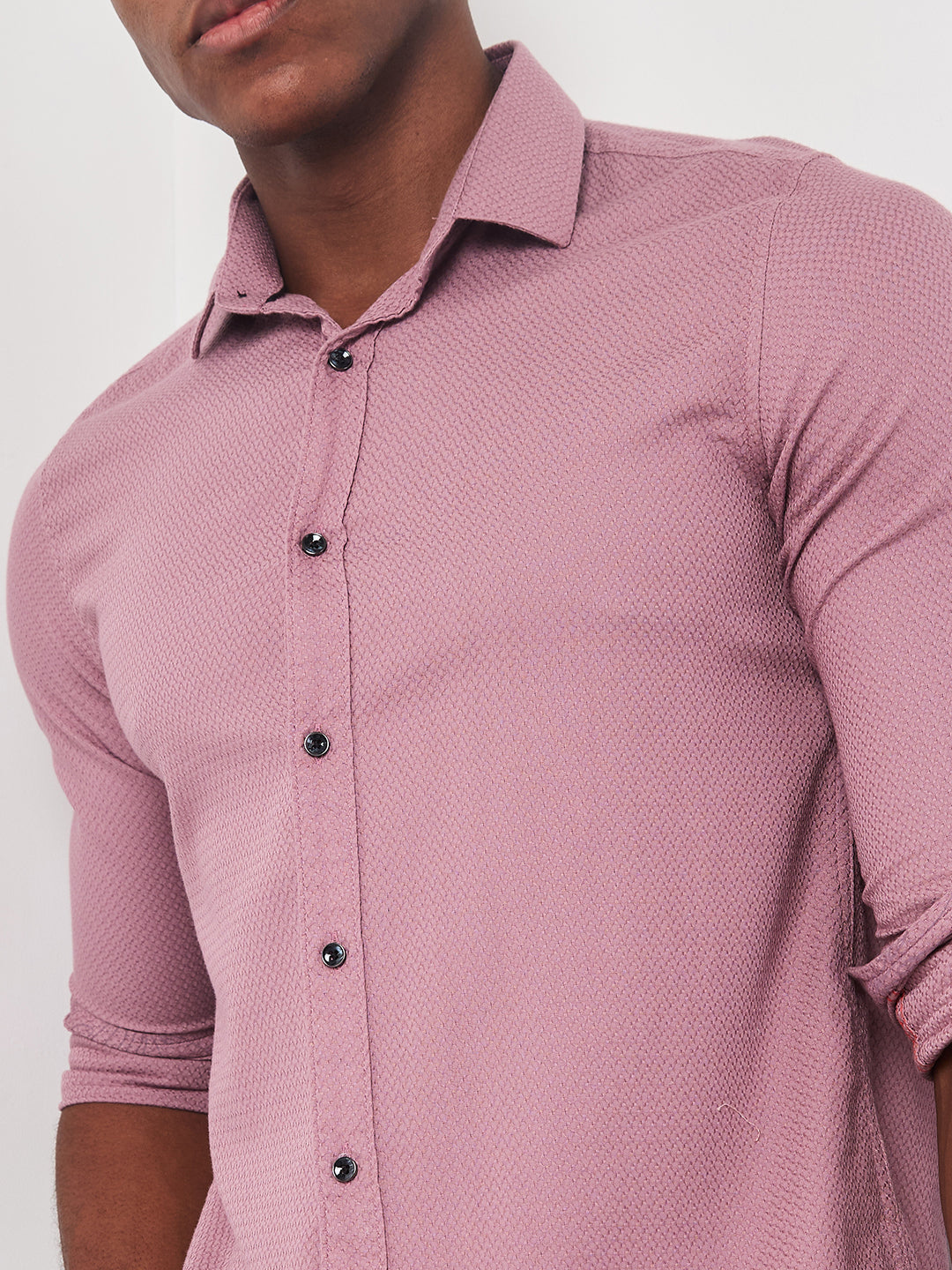 Killer Men Pink Solid Slim Fit Shirts
