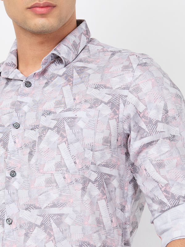 Killer Men Grey Printed Slim Fit Shirts