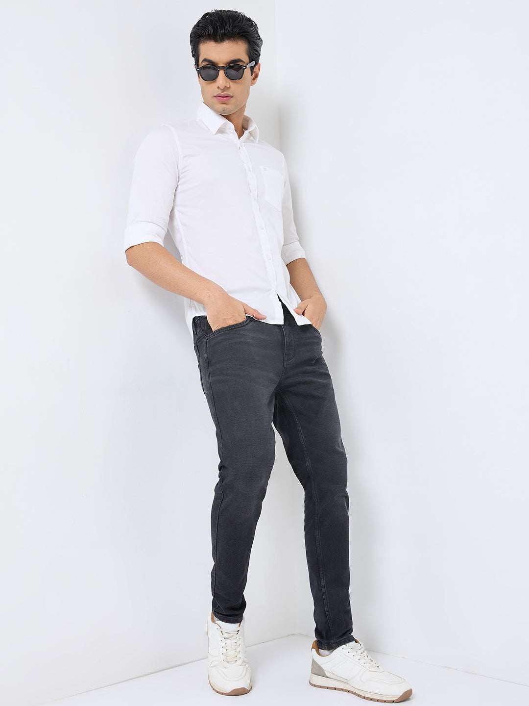 Killer Men White Printed Slim Fit Shirts