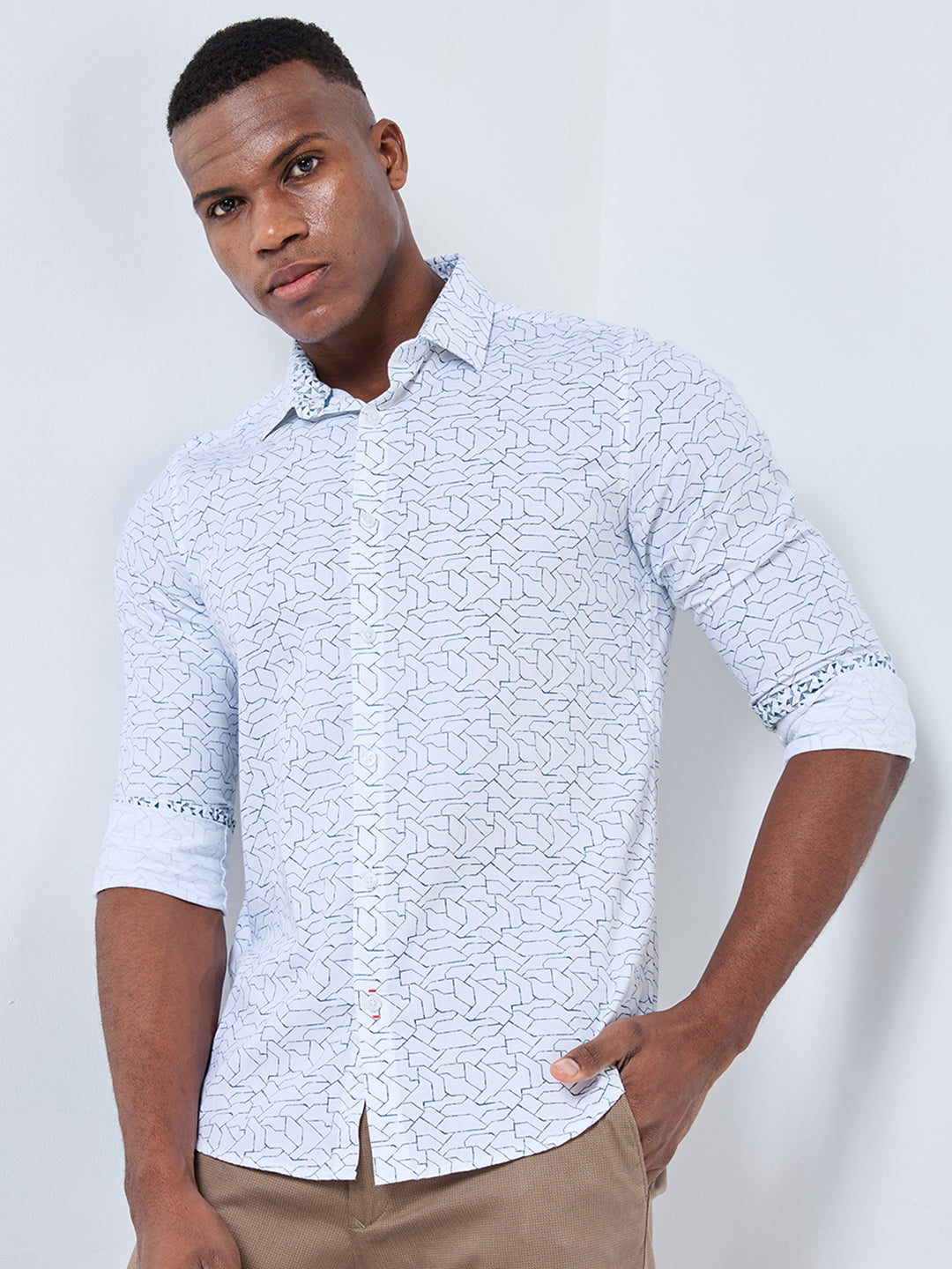 Killer Men White Printed Slim Fit Shirts