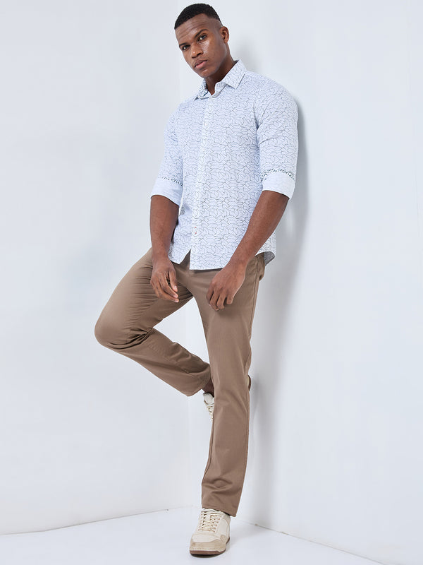 Killer Men White Printed Slim Fit Shirts