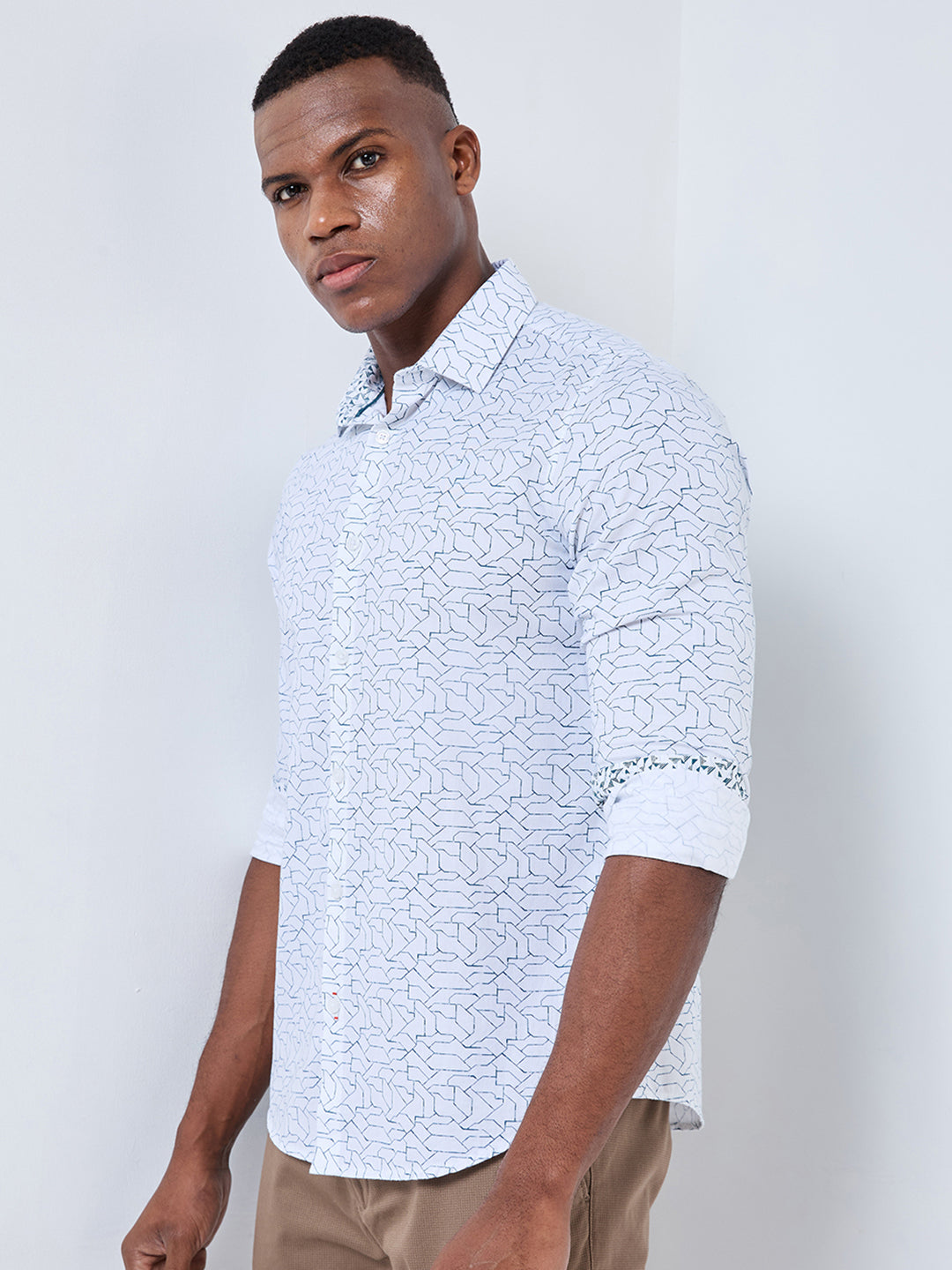 Killer Men White Printed Slim Fit Shirts