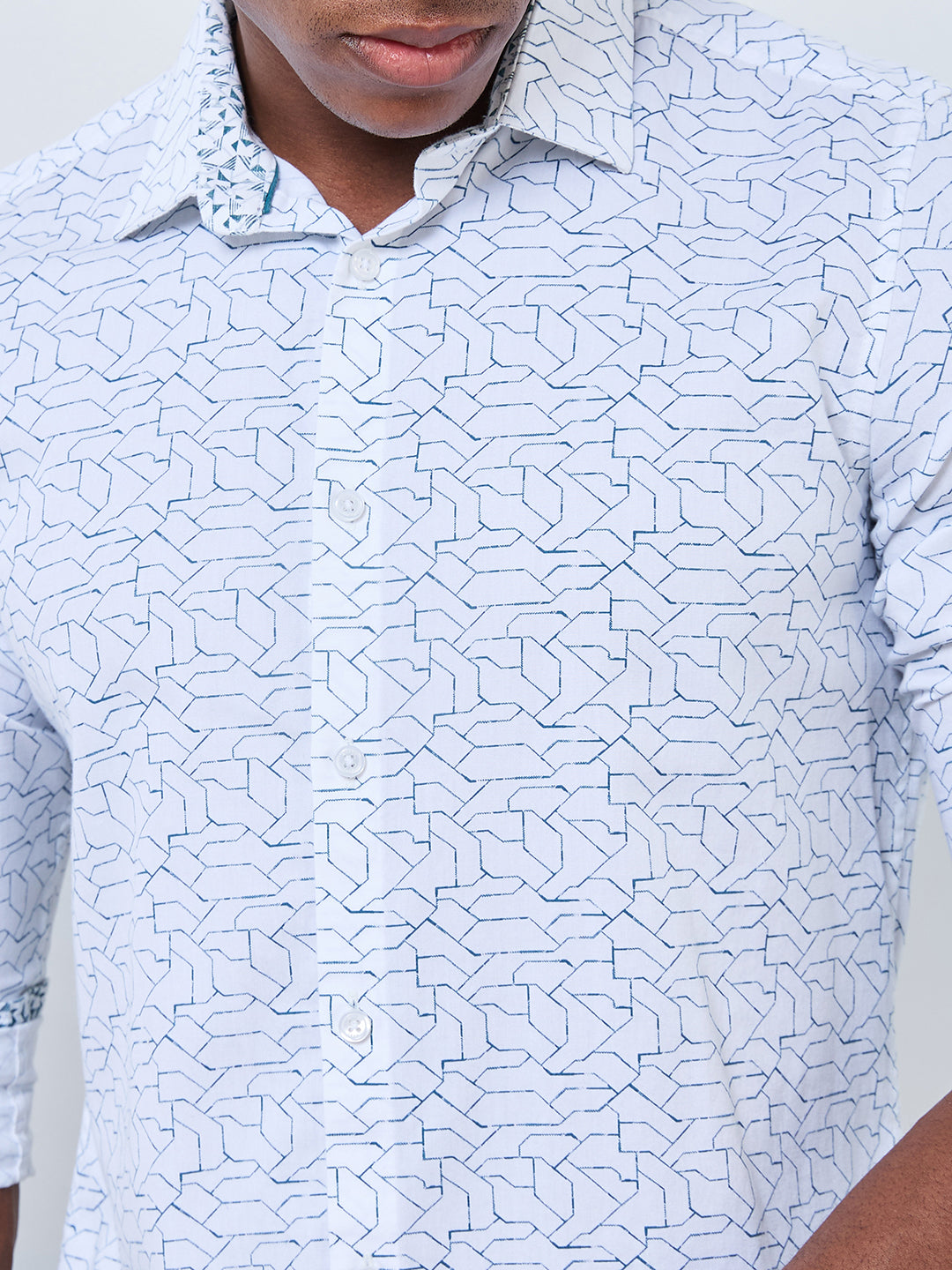 Killer Men White Printed Slim Fit Shirts