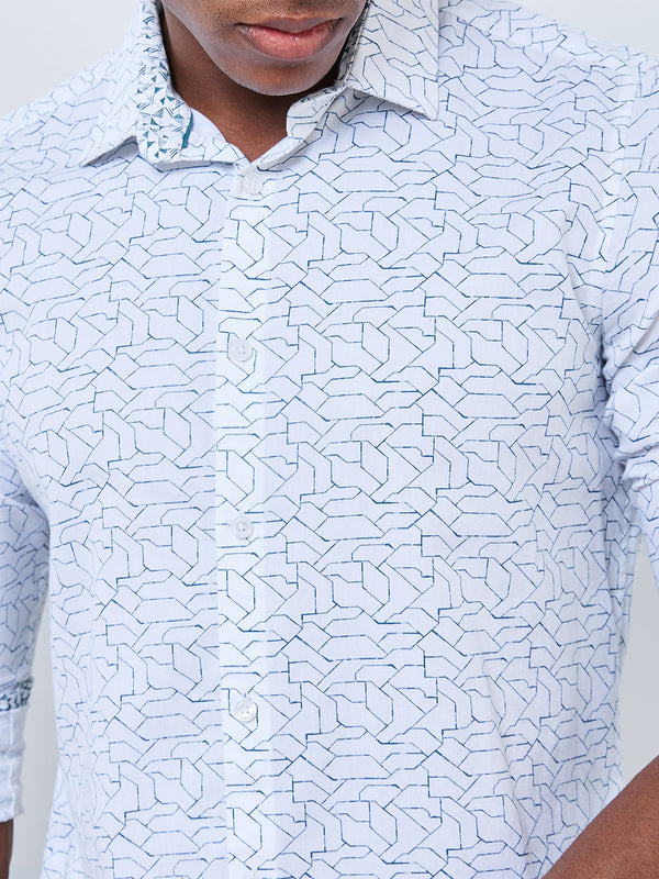 Killer Men White Printed Slim Fit Shirts