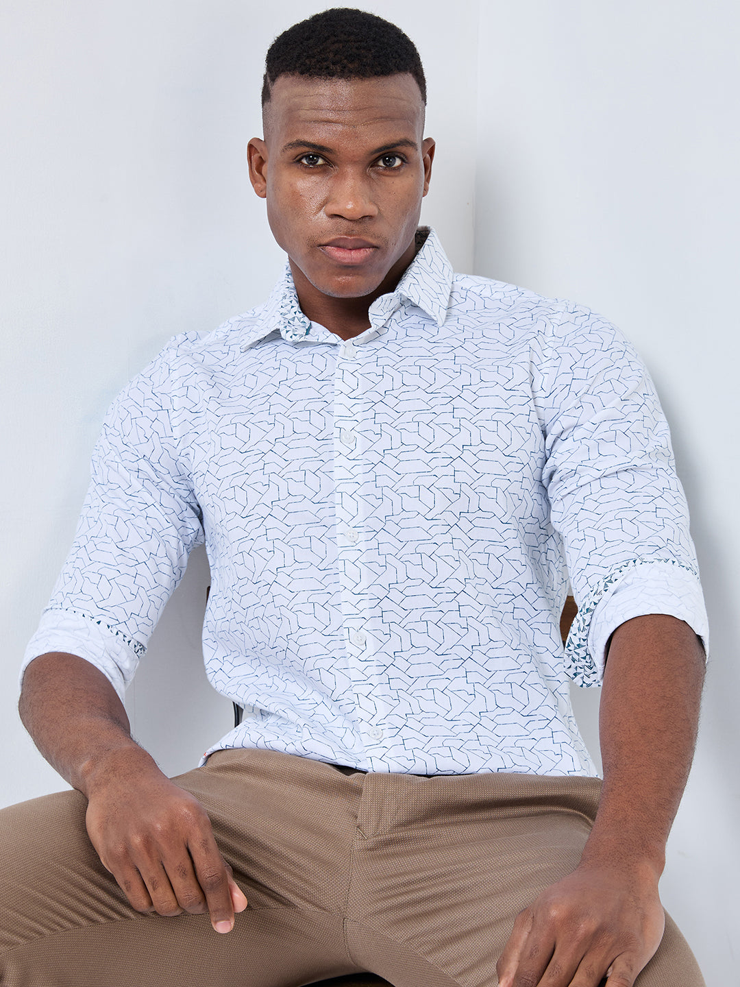 Killer Men White Printed Slim Fit Shirts