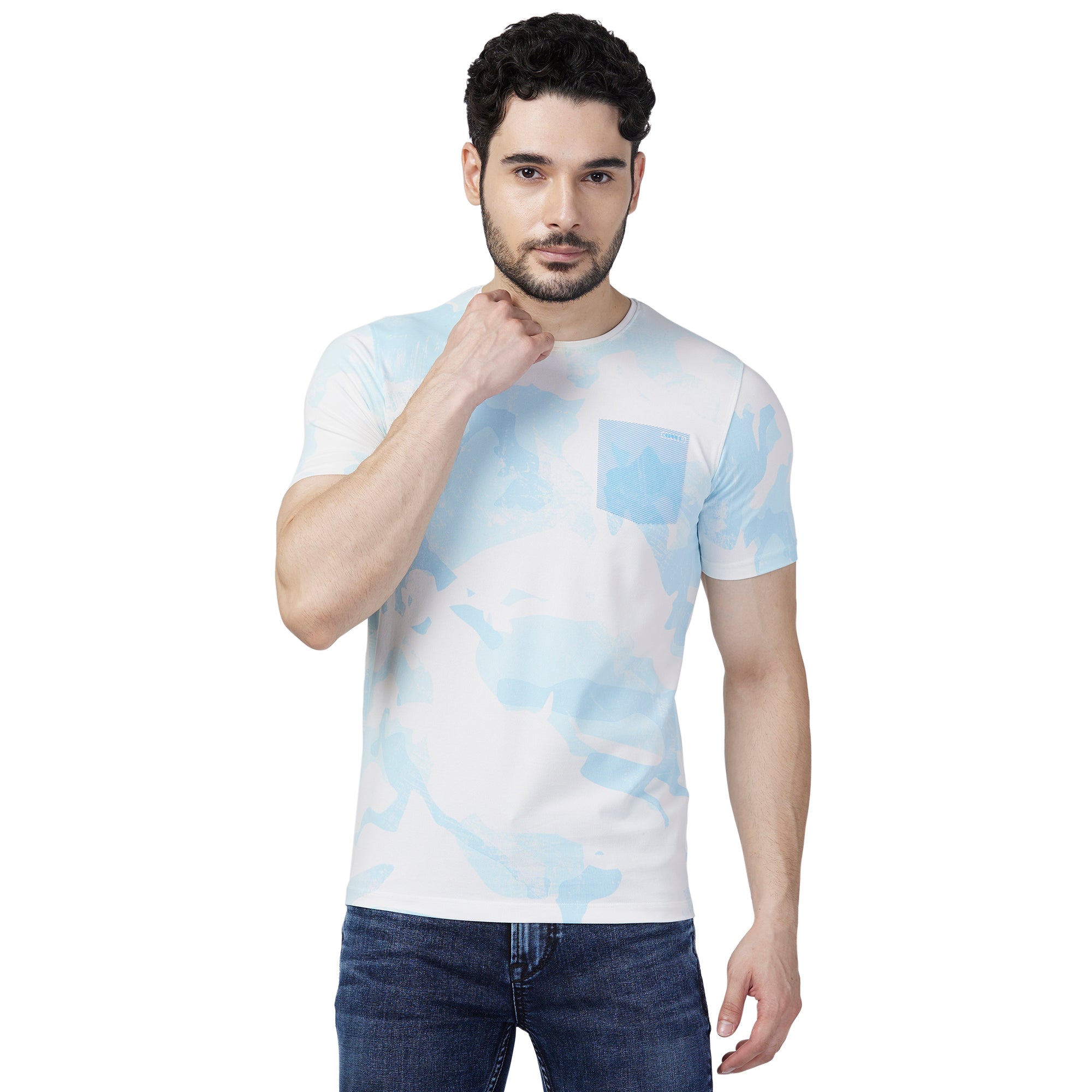 Killer Men Blue Printed Slim Fit T-Shirt