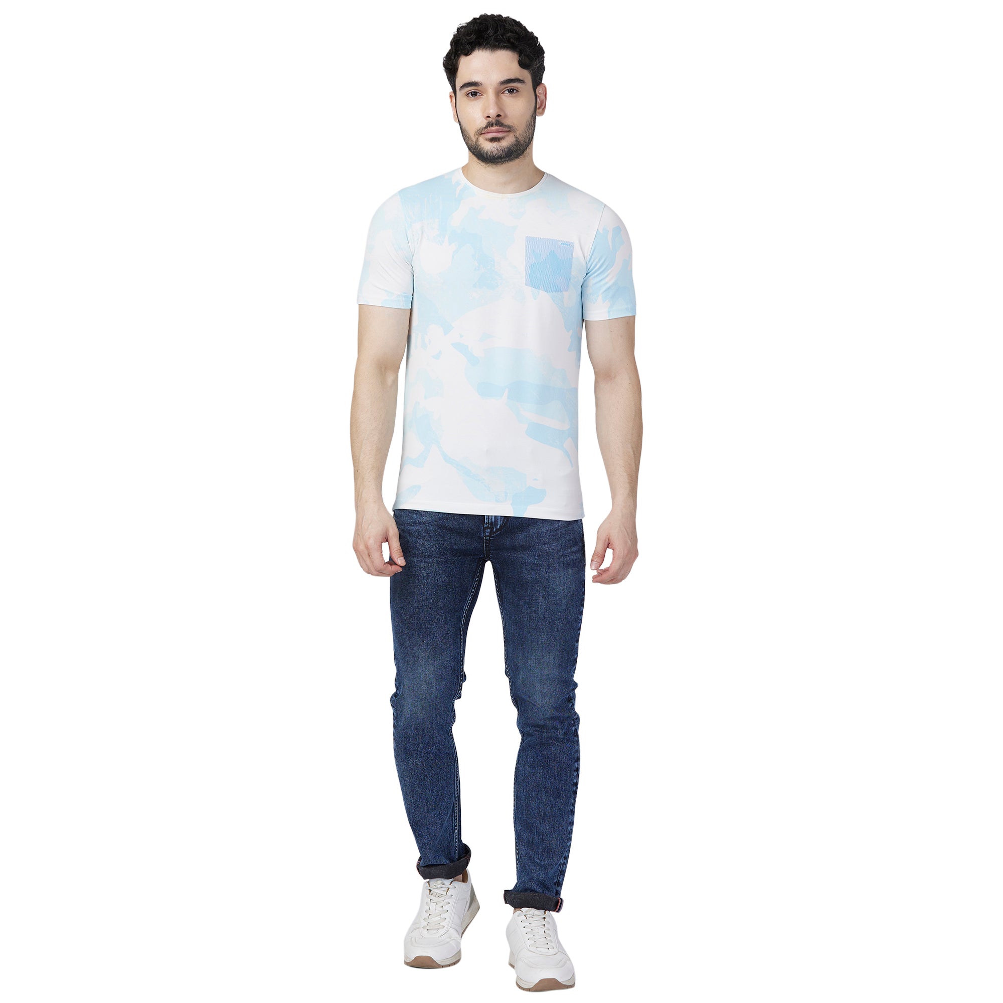 Killer Men Blue Printed Slim Fit T-Shirt
