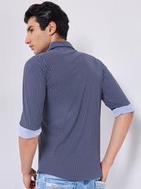 Killer Men Blue Stripe Slim Fit Shirts