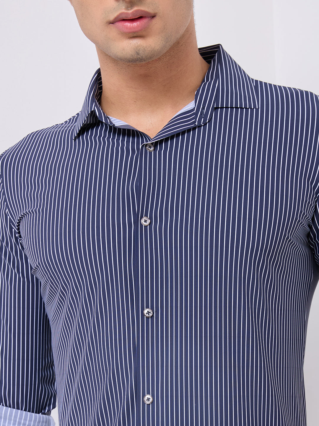 Killer Men Blue Stripe Slim Fit Shirts