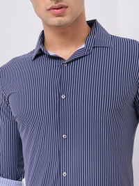 Killer Men Blue Stripe Slim Fit Shirts