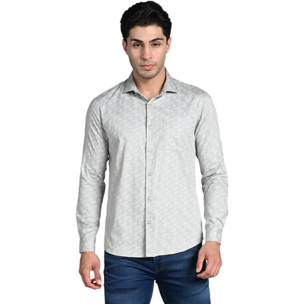 Killer Men Grey Printed Slim Fit Shirts