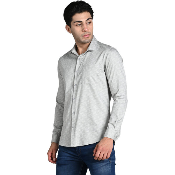 Killer Men Grey Printed Slim Fit Shirts