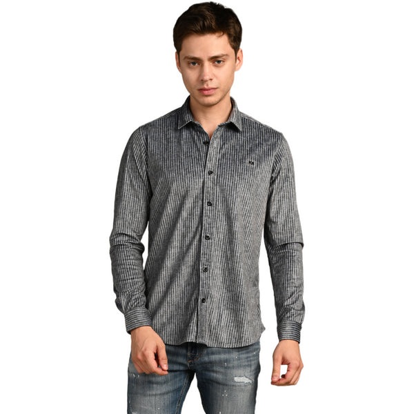 Killer Men Grey Printed Slim Fit Shirts
