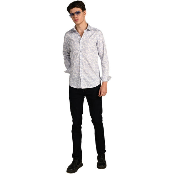 Killer Men Grey Printed Slim Fit Shirts