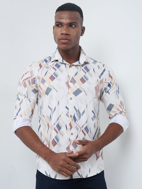 Killer Men Yellow Printed Slim Fit Shirts