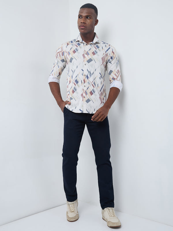 Killer Men Yellow Printed Slim Fit Shirts