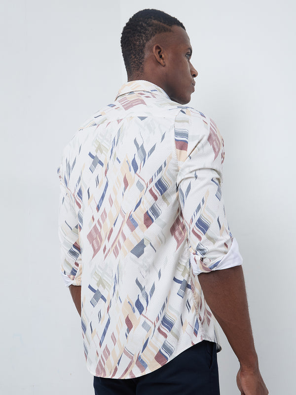 Killer Men Yellow Printed Slim Fit Shirts