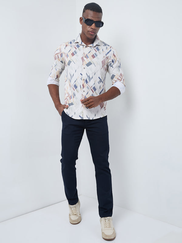 Killer Men Yellow Printed Slim Fit Shirts