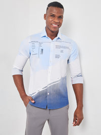 Killer Men Blue Printed Slim Fit Shirts