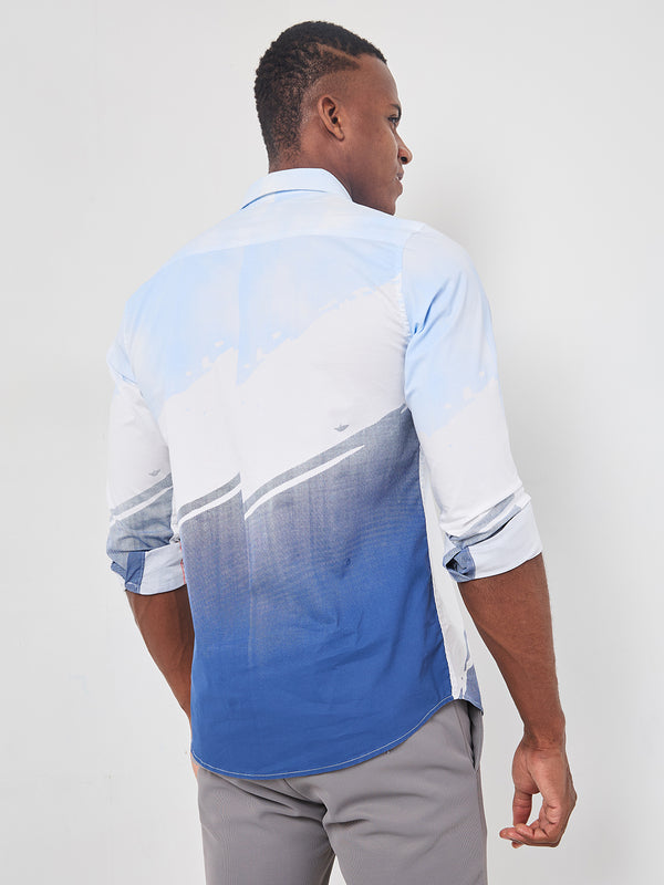 Killer Men Blue Printed Slim Fit Shirts