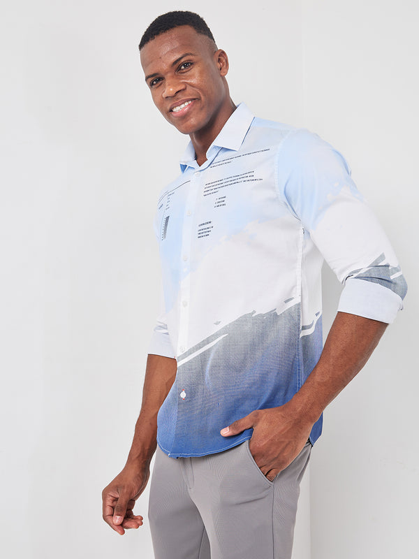 Killer Men Blue Printed Slim Fit Shirts