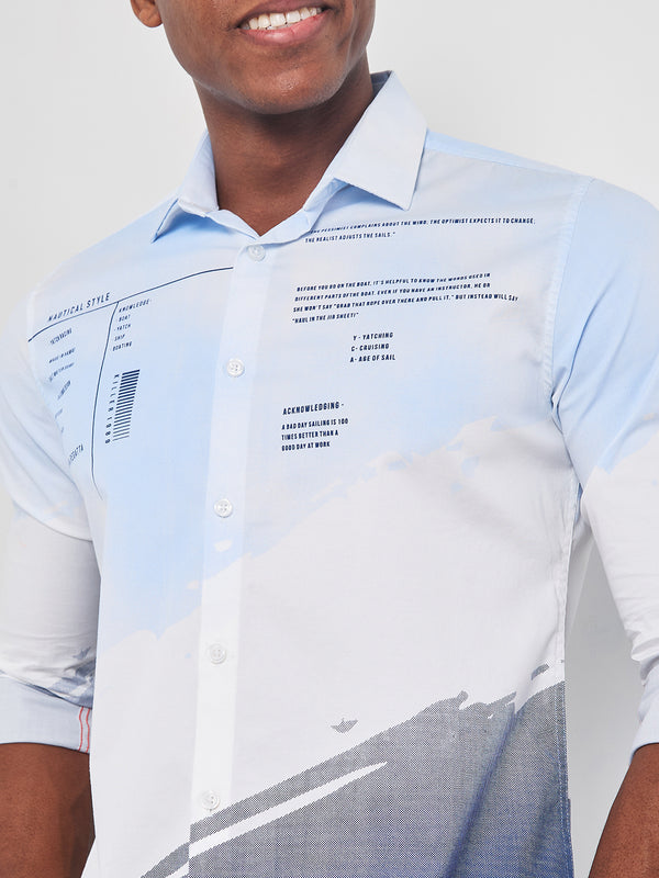 Killer Men Blue Printed Slim Fit Shirts