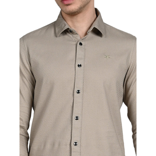 Killer Men Beige Solid Slim Fit Shirts
