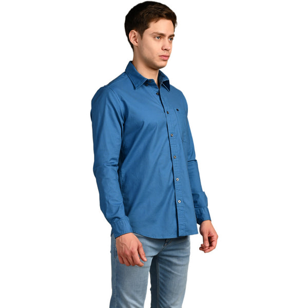 Killer Men Blue Solid Slim Fit Shirts