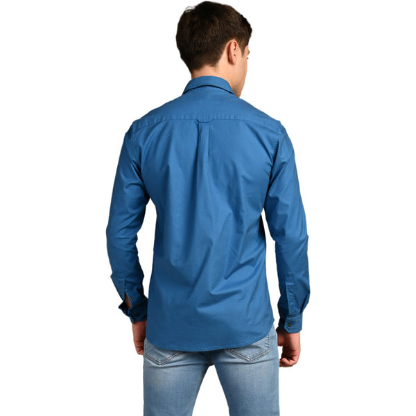 Killer Men Blue Solid Slim Fit Shirts